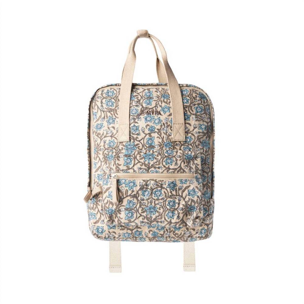 NEW MYRA BAG women's pine meadow backpack in natural & blue floral